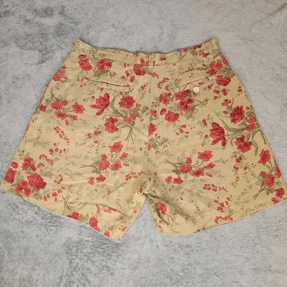 Ralph Lauren Floral Linen Shorts Women’s 10 High Rise Pleated Vintage Boho - Picture 2 of 10
